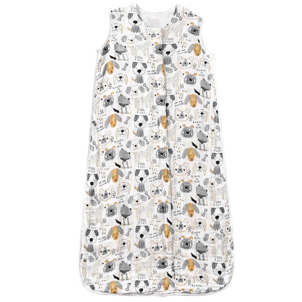 TADO Muslin Organic Cotton Sleep Sack Wearable Blanket Colorful Pups Size 2T-4T